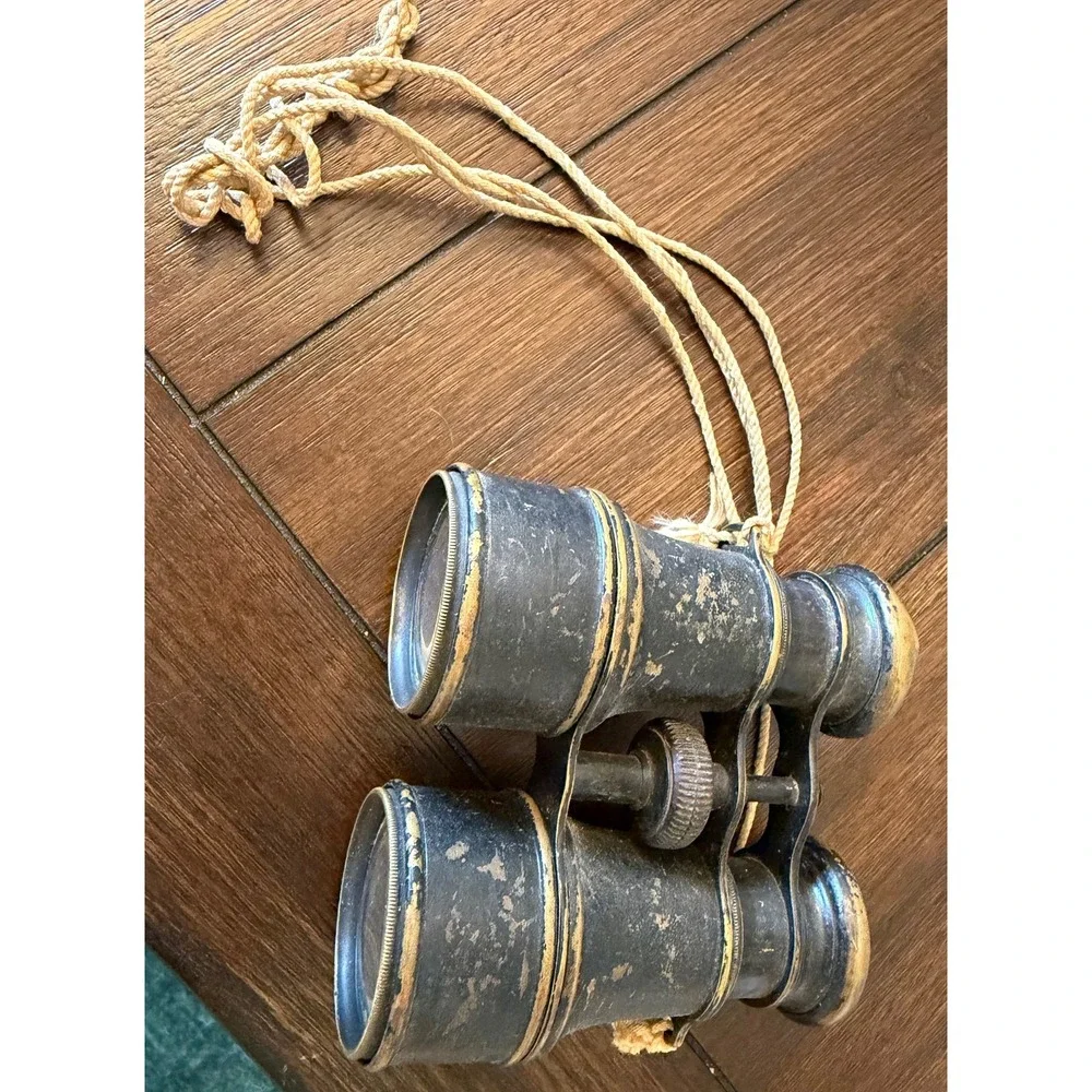 Antique Brass Field Glasses Binoculars Black Patina Vintage Maritime Decor 4.5in